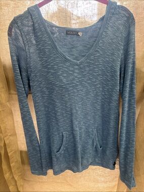 Volcom Teal Marled V-Neck Knit Pullover
